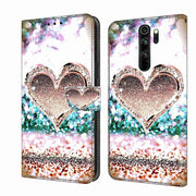 For Xiaomi Redmi Note 8 Pro Crystal 3D Shockproof Protective Leather Phone Case(Pink Diamond Heart)