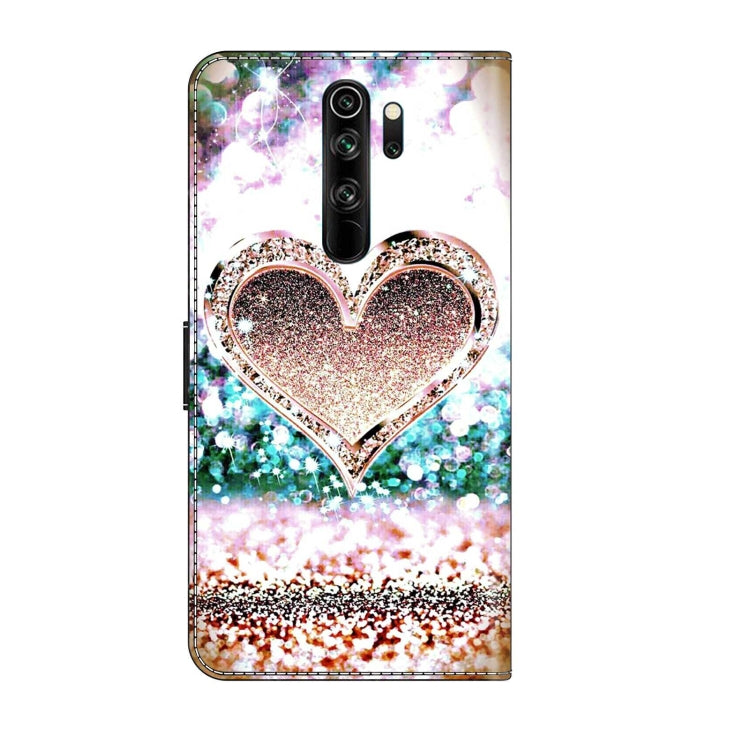 For Xiaomi Redmi Note 8 Pro Crystal 3D Shockproof Protective Leather Phone Case(Pink Diamond Heart)