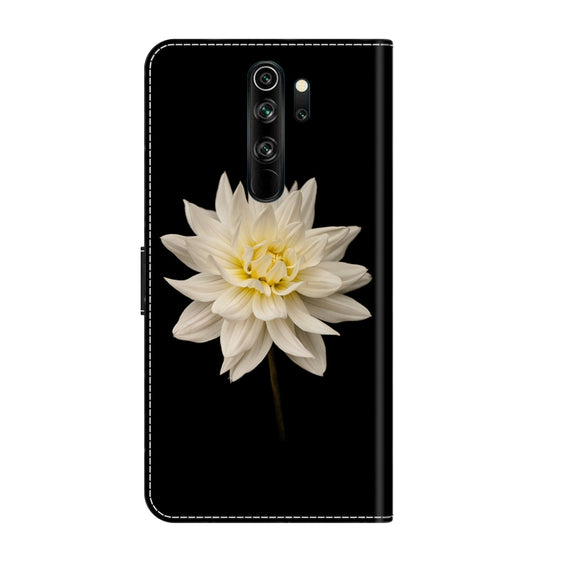 For Xiaomi Redmi Note 8 Pro Crystal 3D Shockproof Protective Leather Phone Case(White Flower)