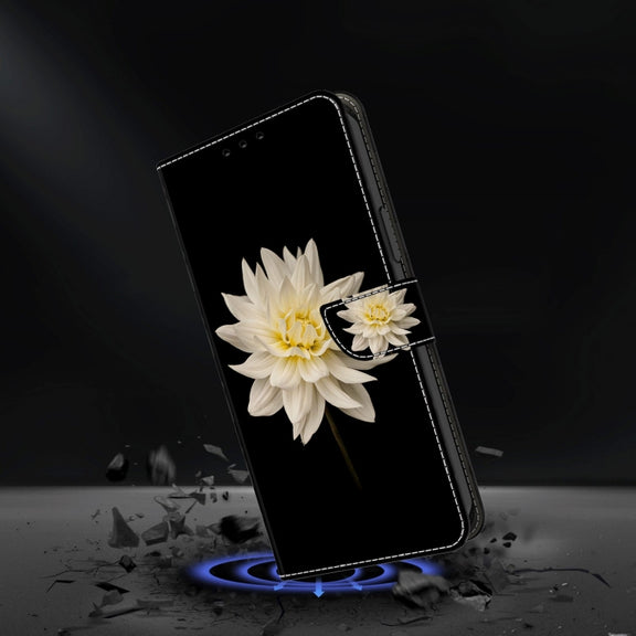 For Xiaomi Redmi Note 8 Pro Crystal 3D Shockproof Protective Leather Phone Case(White Flower)