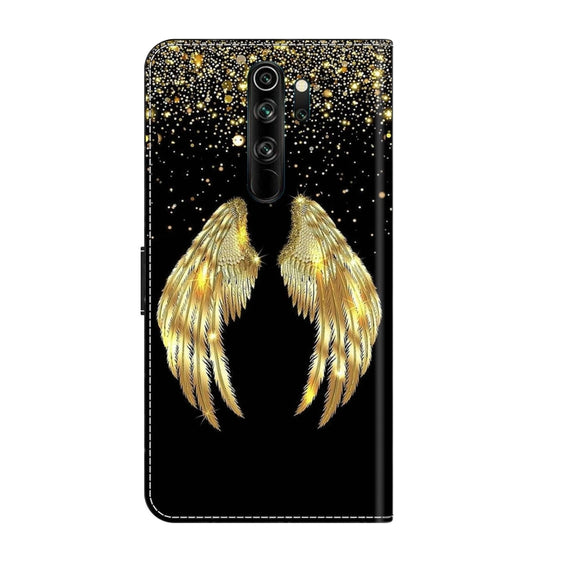 For Xiaomi Redmi Note 8 Pro Crystal 3D Shockproof Protective Leather Phone Case(Golden Wings)