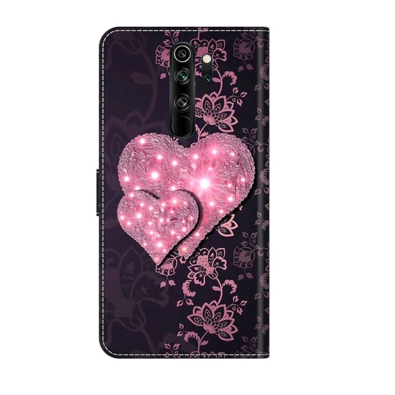 For Xiaomi Redmi Note 8 Pro Crystal 3D Shockproof Protective Leather Phone Case(Lace Love)