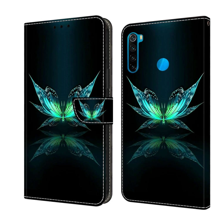 For Xiaomi Redmi Note 8T Crystal 3D Shockproof Protective Leather Phone Case(Reflection Dutterfly)