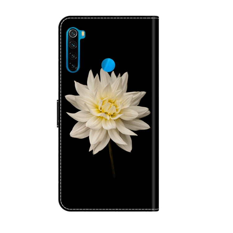 For Xiaomi Redmi Note 8T Crystal 3D Shockproof Protective Leather Phone Case(White Flower)