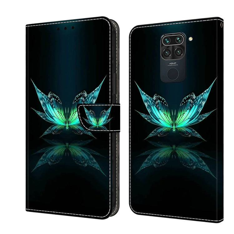 For Xiaomi Redmi Note 9 Crystal 3D Shockproof Protective Leather Phone Case(Reflection Dutterfly)