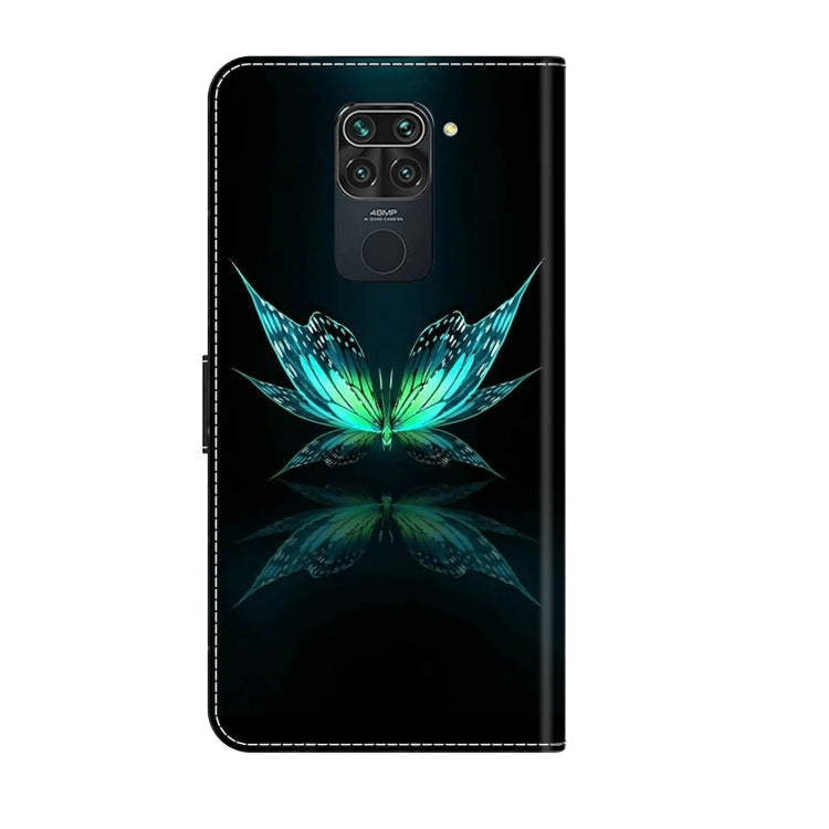 For Xiaomi Redmi Note 9 Crystal 3D Shockproof Protective Leather Phone Case(Reflection Dutterfly)