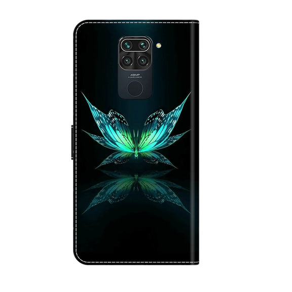 For Xiaomi Redmi Note 9 Crystal 3D Shockproof Protective Leather Phone Case(Reflection Dutterfly)