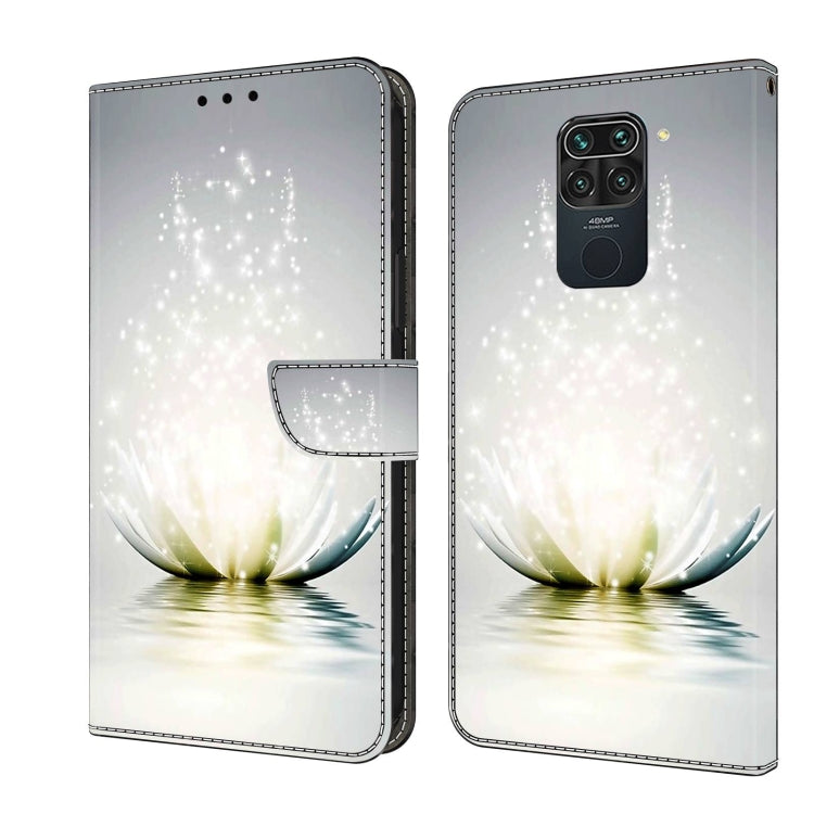 For Xiaomi Redmi Note 9 Crystal 3D Shockproof Protective Leather Phone Case(Light Lotus)