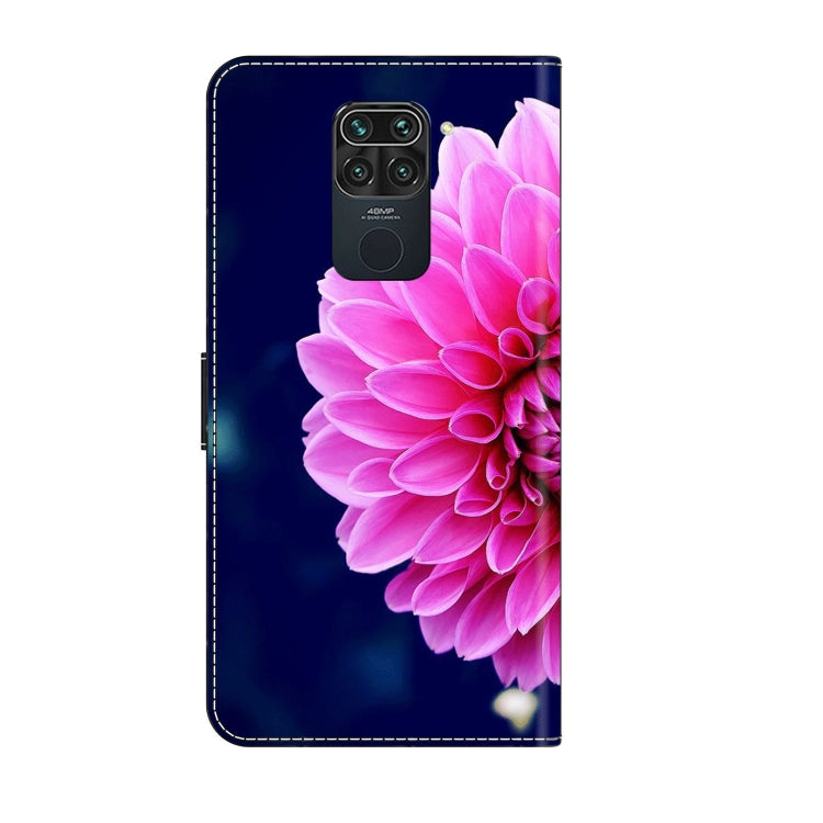 For Xiaomi Redmi Note 9 Crystal 3D Shockproof Protective Leather Phone Case(Pink Petals)
