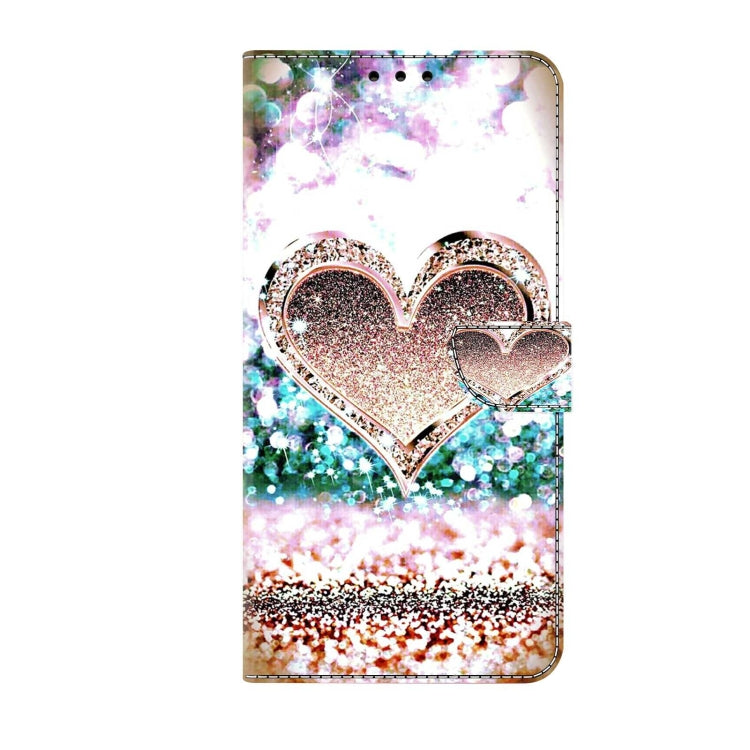 For Xiaomi Redmi Note 9 Crystal 3D Shockproof Protective Leather Phone Case(Pink Diamond Heart)