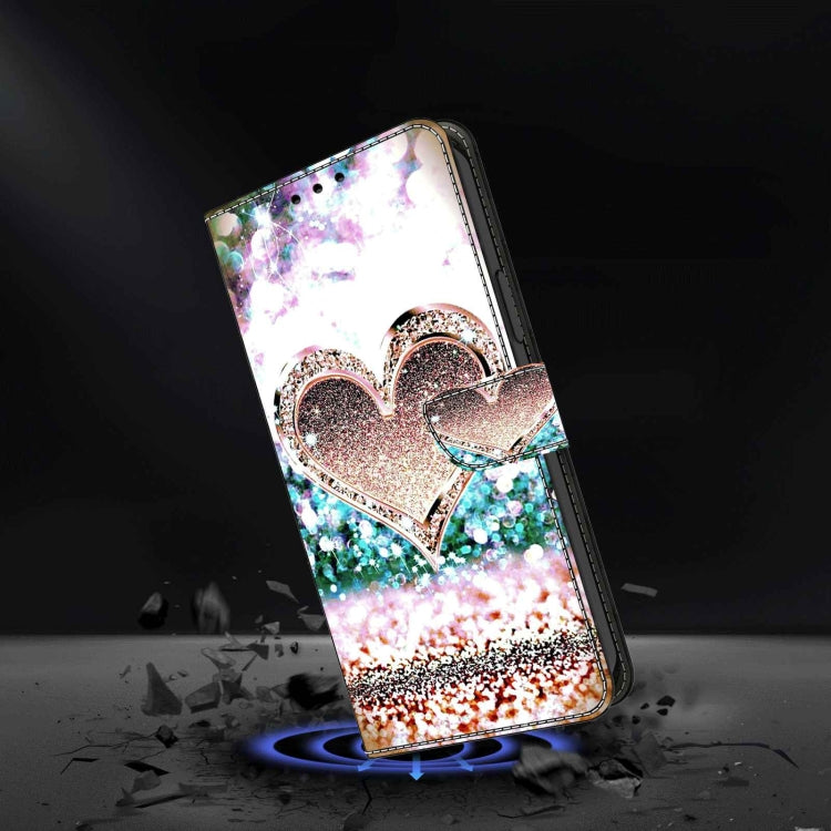 For Xiaomi Redmi Note 9 Crystal 3D Shockproof Protective Leather Phone Case(Pink Diamond Heart)