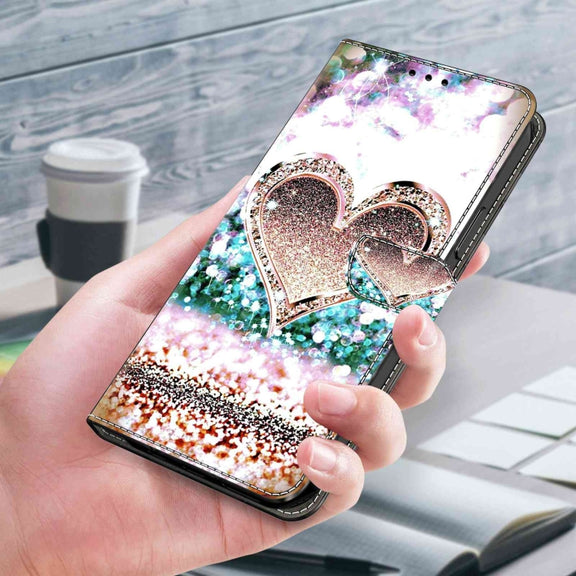 For Xiaomi Redmi Note 9 Crystal 3D Shockproof Protective Leather Phone Case(Pink Diamond Heart)