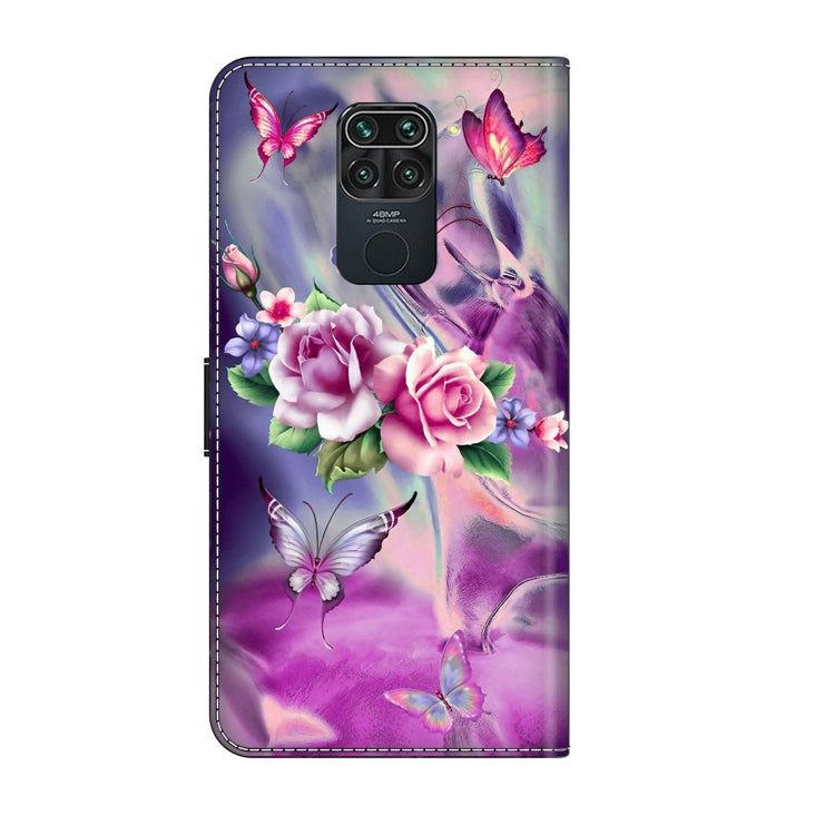 For Xiaomi Redmi Note 9 Crystal 3D Shockproof Protective Leather Phone Case(Butterfly)
