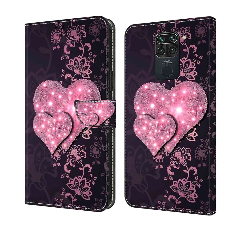 For Xiaomi Redmi Note 9 Crystal 3D Shockproof Protective Leather Phone Case(Lace Love)