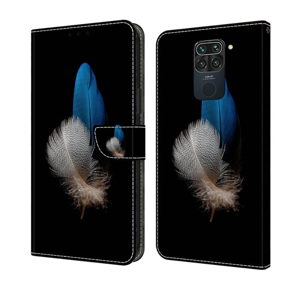 For Xiaomi Redmi Note 9 Crystal 3D Shockproof Protective Leather Phone Case(Two Branches)