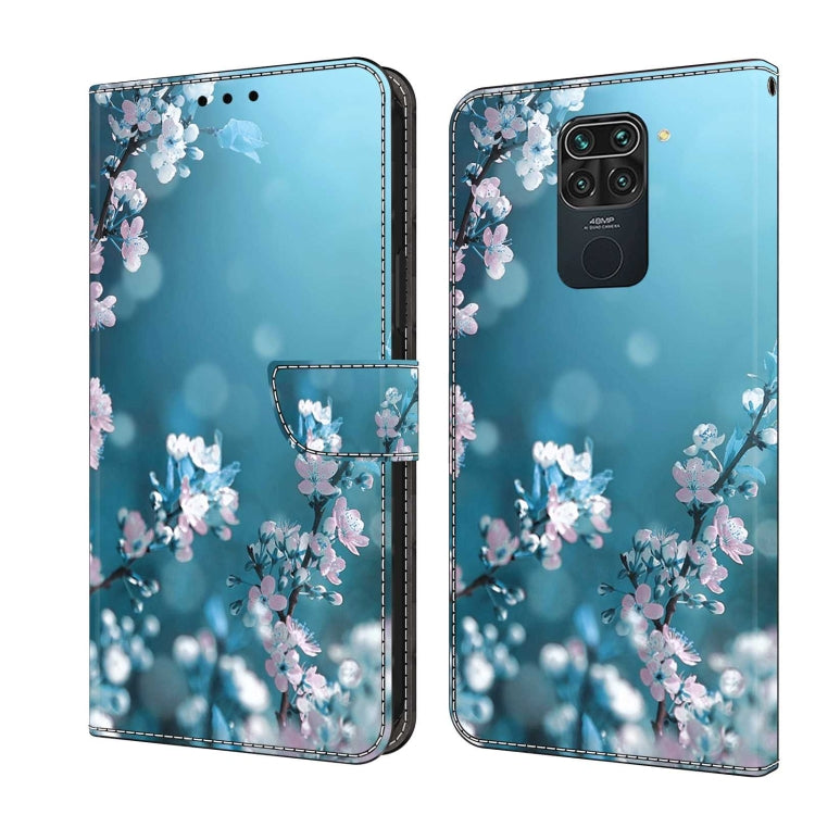 For Xiaomi Redmi Note 9 Crystal 3D Shockproof Protective Leather Phone Case(Plum Flower)