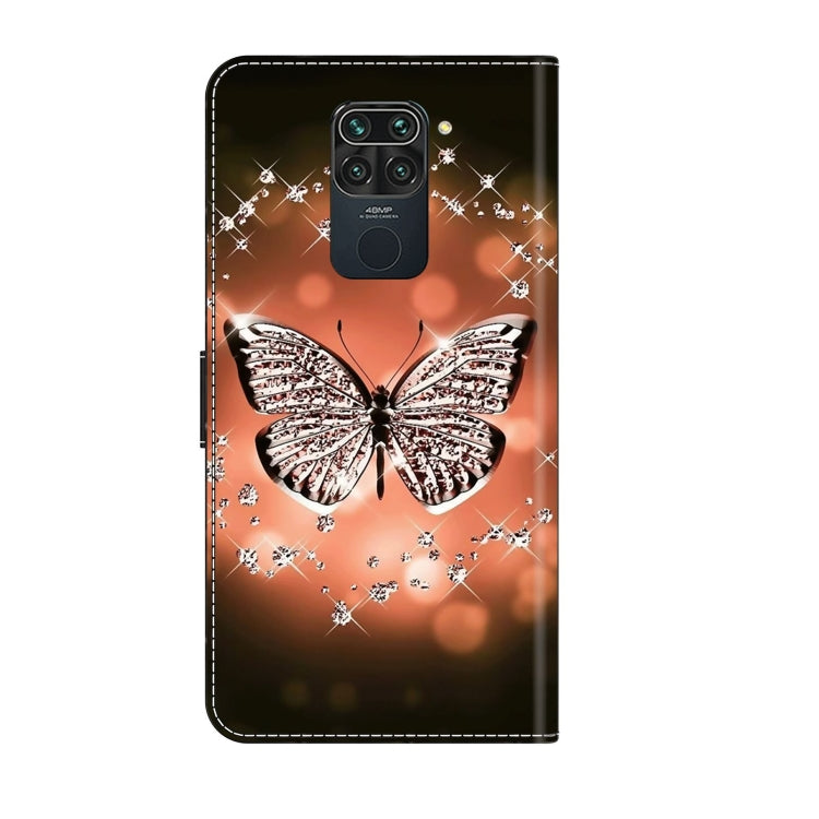 For Xiaomi Redmi Note 9 Crystal 3D Shockproof Protective Leather Phone Case(Crystal Butterfly)