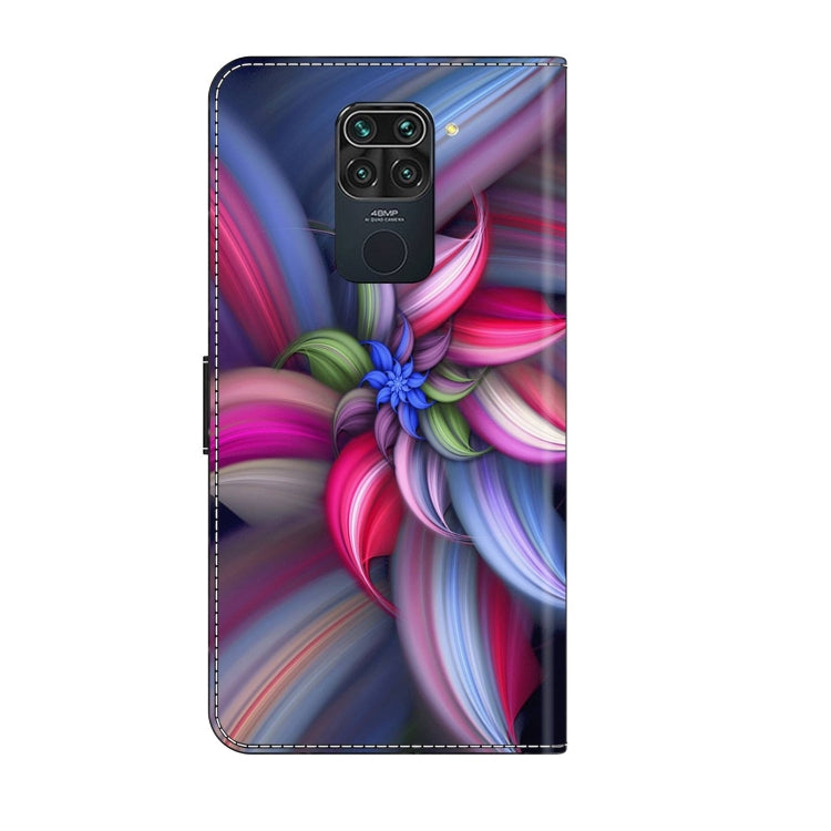 For Xiaomi Redmi Note 9 Crystal 3D Shockproof Protective Leather Phone Case(Colorful Flower)