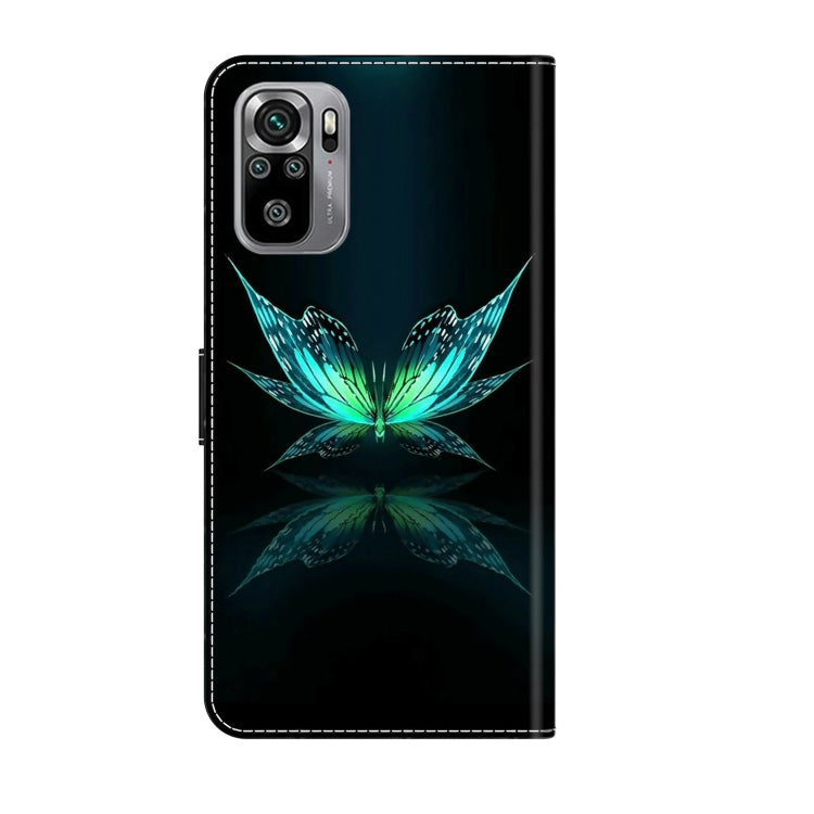For Xiaomi Redmi Note 10 4G Crystal 3D Shockproof Protective Leather Phone Case(Reflection Dutterfly)