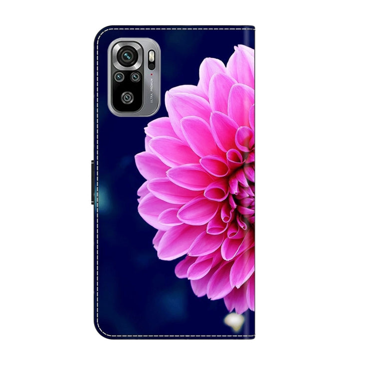For Xiaomi Redmi Note 10 4G Crystal 3D Shockproof Protective Leather Phone Case(Pink Petals)