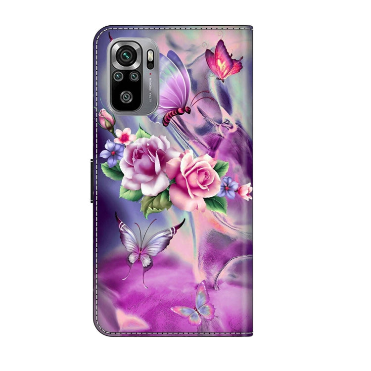 For Xiaomi Redmi Note 10 4G Crystal 3D Shockproof Protective Leather Phone Case(Butterfly)