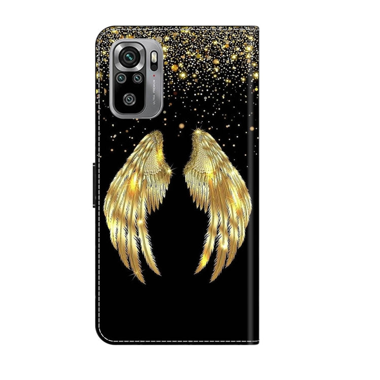 For Xiaomi Redmi Note 10 4G Crystal 3D Shockproof Protective Leather Phone Case(Golden Wings)