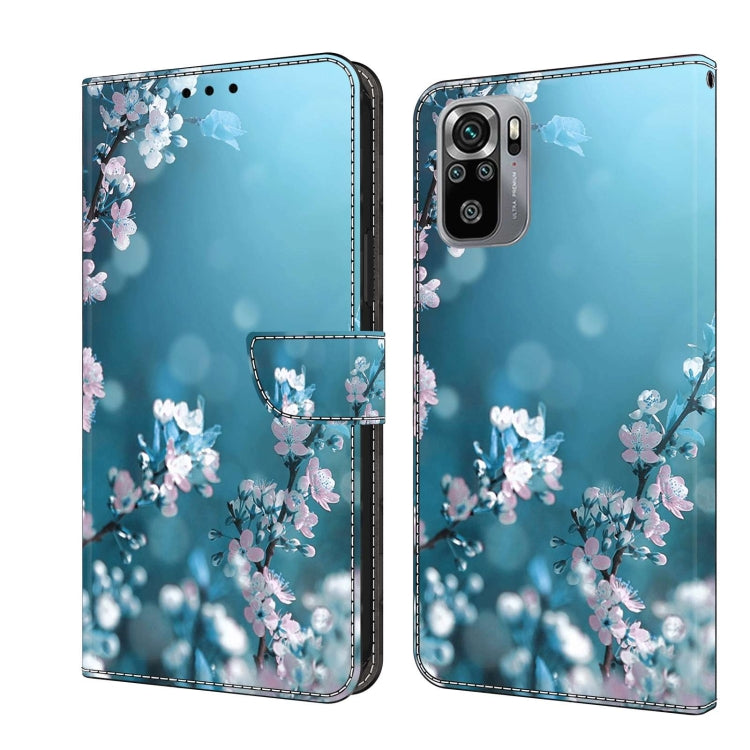 For Xiaomi Redmi Note 10 4G Crystal 3D Shockproof Protective Leather Phone Case(Plum Flower)