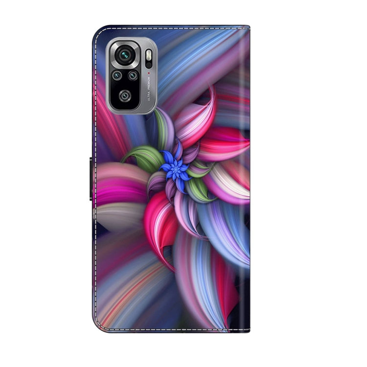 For Xiaomi Redmi Note 10 4G Crystal 3D Shockproof Protective Leather Phone Case(Colorful Flower)