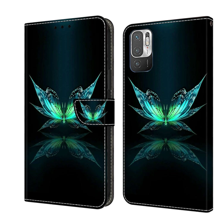 For Xiaomi Redmi Note 10 5G Crystal 3D Shockproof Protective Leather Phone Case(Reflection Dutterfly)