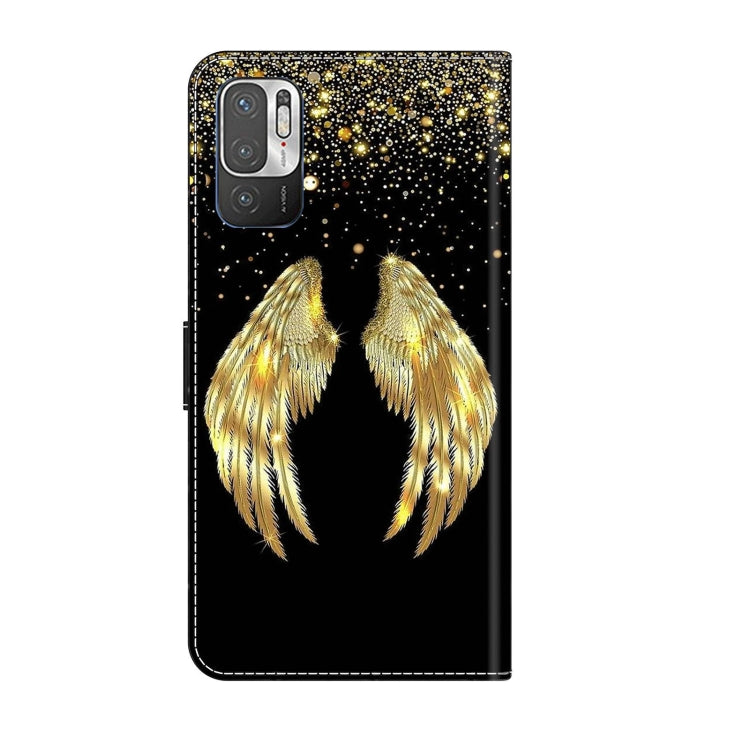 For Xiaomi Redmi Note 10 5G Crystal 3D Shockproof Protective Leather Phone Case(Golden Wings)