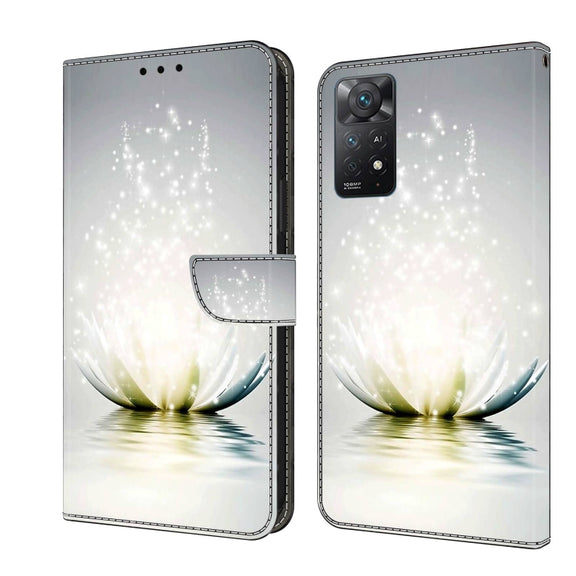 For Xiaomi Redmi Note 11 Pro 5G / 4G Global Crystal 3D Shockproof Protective Leather Phone Case(Light Lotus)