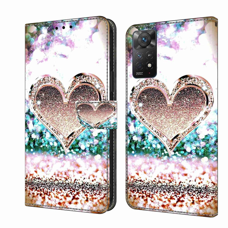 For Xiaomi Redmi Note 11 Pro 5G / 4G Global Crystal 3D Shockproof Protective Leather Phone Case(Pink Diamond Heart)
