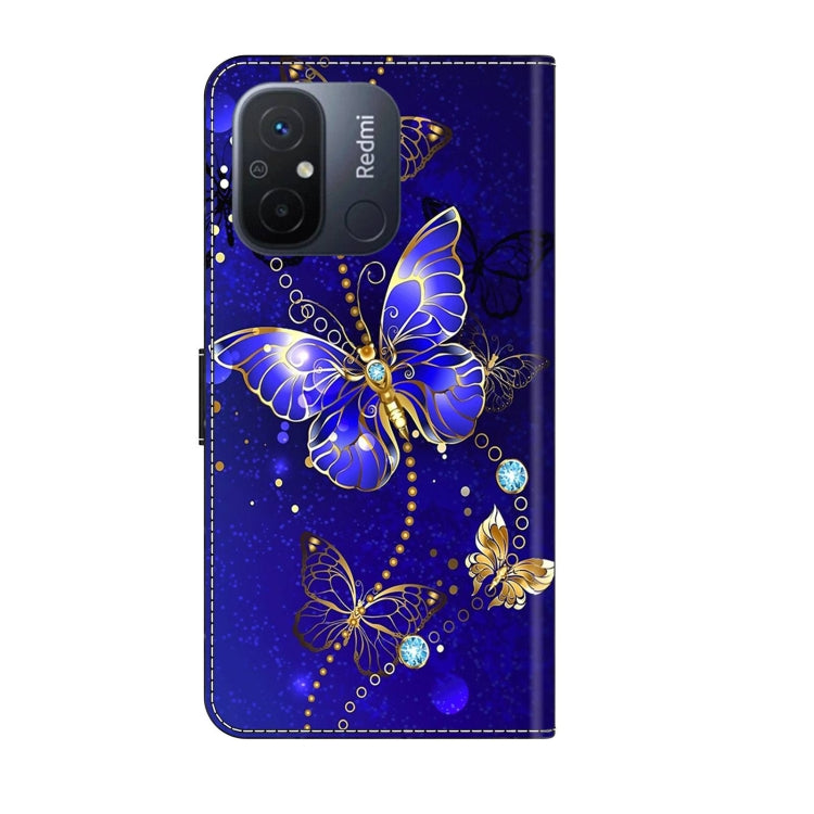 For Xiaomi Redmi 11A 4G / Redmi 12C Global Crystal 3D Shockproof Protective Leather Phone Case(Diamond Butterfly)