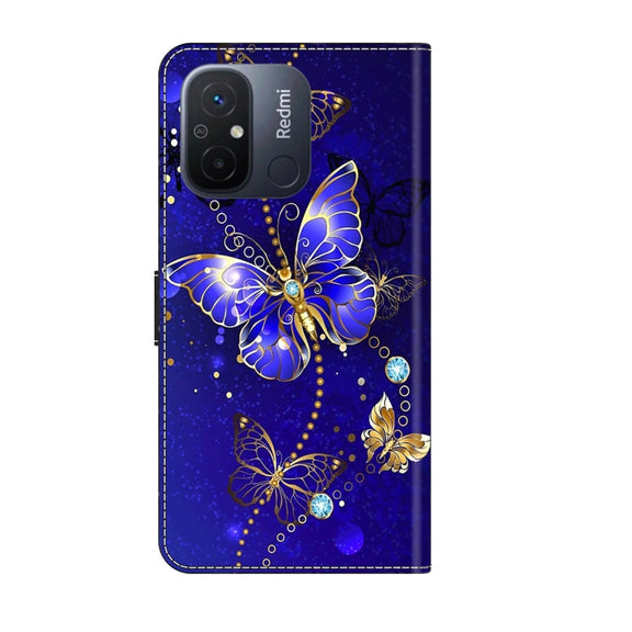 For Xiaomi Redmi 11A 4G / Redmi 12C Global Crystal 3D Shockproof Protective Leather Phone Case(Diamond Butterfly)