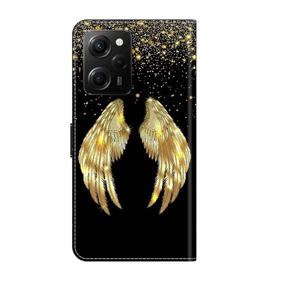 For Xiaomi Redmi Note 12 Pro Global Crystal 3D Shockproof Protective Leather Phone Case(Golden Wings)