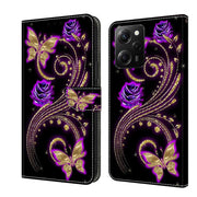 For Xiaomi Redmi Note 12 Pro Global Crystal 3D Shockproof Protective Leather Phone Case(Purple Flower Butterfly)