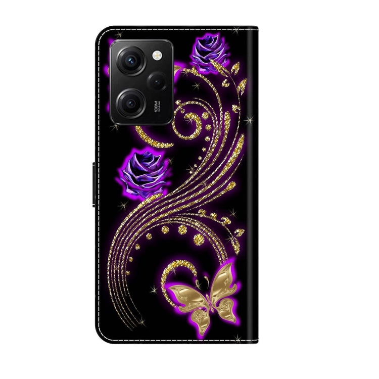 For Xiaomi Redmi Note 12 Pro Global Crystal 3D Shockproof Protective Leather Phone Case(Purple Flower Butterfly)