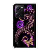 For Xiaomi Redmi Note 12 Pro Global Crystal 3D Shockproof Protective Leather Phone Case(Purple Flower Butterfly)