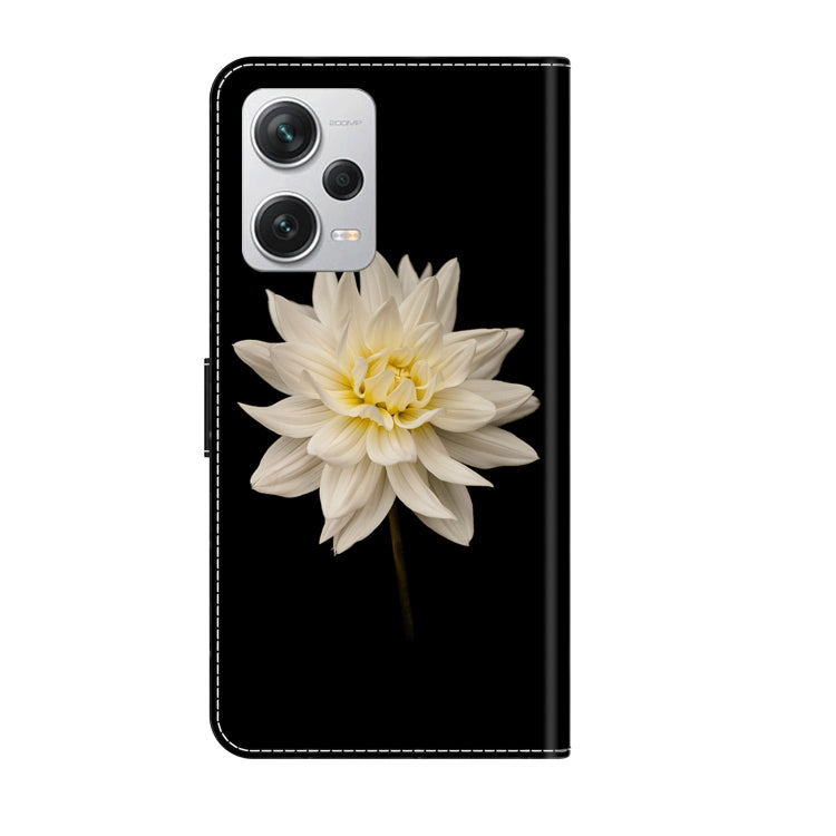 For Xiaomi Redmi Note 12 Pro+ Crystal 3D Shockproof Protective Leather Phone Case(White Flower)