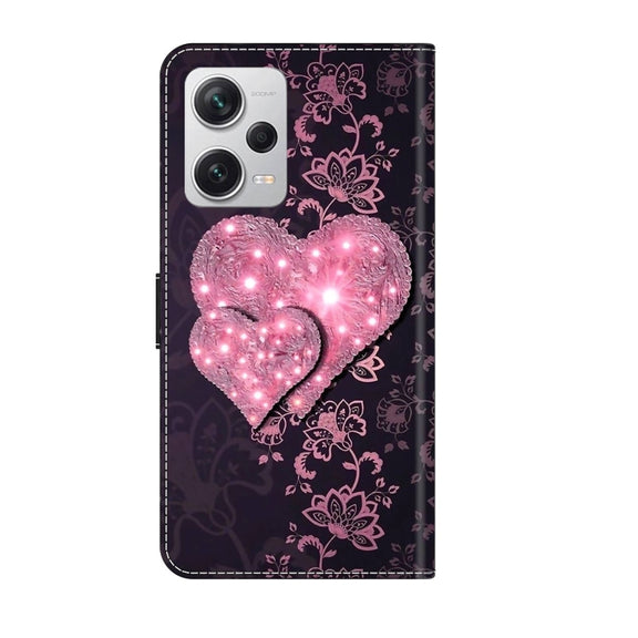 For Xiaomi Redmi Note 12 Pro+ Crystal 3D Shockproof Protective Leather Phone Case(Lace Love)