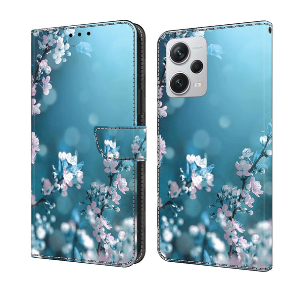 For Xiaomi Redmi Note 12 Pro+ Crystal 3D Shockproof Protective Leather Phone Case(Plum Flower)