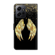 For Xiaomi Redmi Note 12 4G Crystal 3D Shockproof Protective Leather Phone Case(Golden Wings)