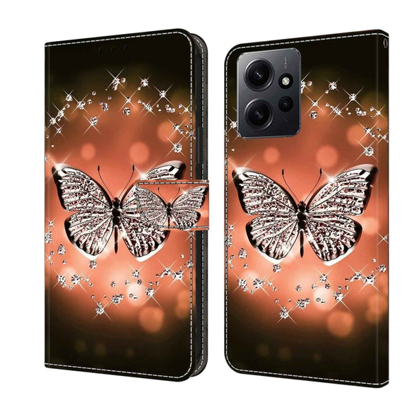 For Xiaomi Redmi Note 12 4G Crystal 3D Shockproof Protective Leather Phone Case(Crystal Butterfly)