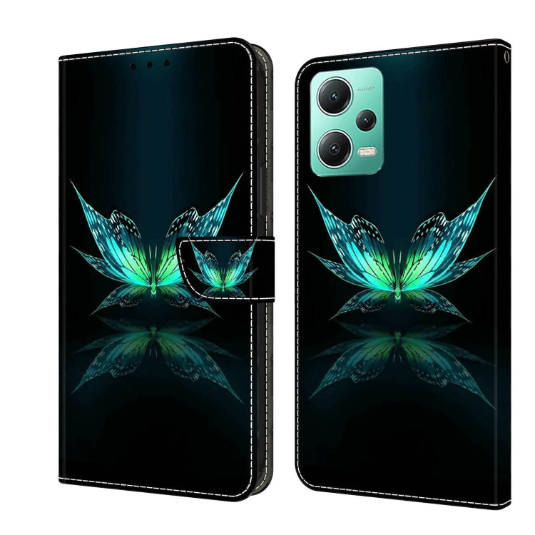 For Xiaomi Redmi Note 12 5G Global / Poco X5 Crystal 3D Shockproof Protective Leather Phone Case(Reflection Dutterfly)