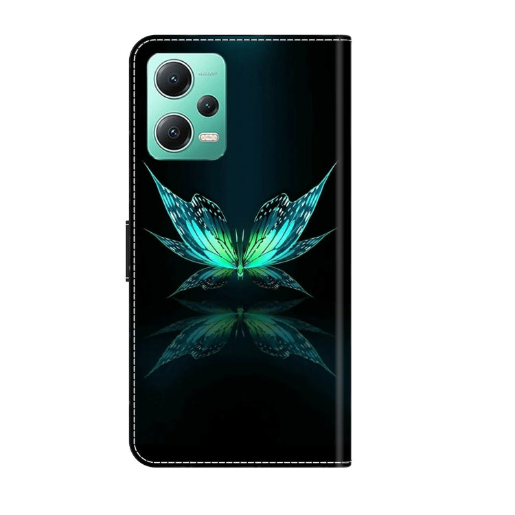 For Xiaomi Redmi Note 12 5G Global / Poco X5 Crystal 3D Shockproof Protective Leather Phone Case(Reflection Dutterfly)