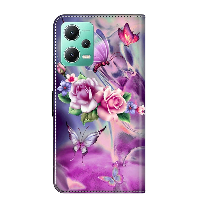 For Xiaomi Redmi Note 12 5G Global / Poco X5 Crystal 3D Shockproof Protective Leather Phone Case(Butterfly)