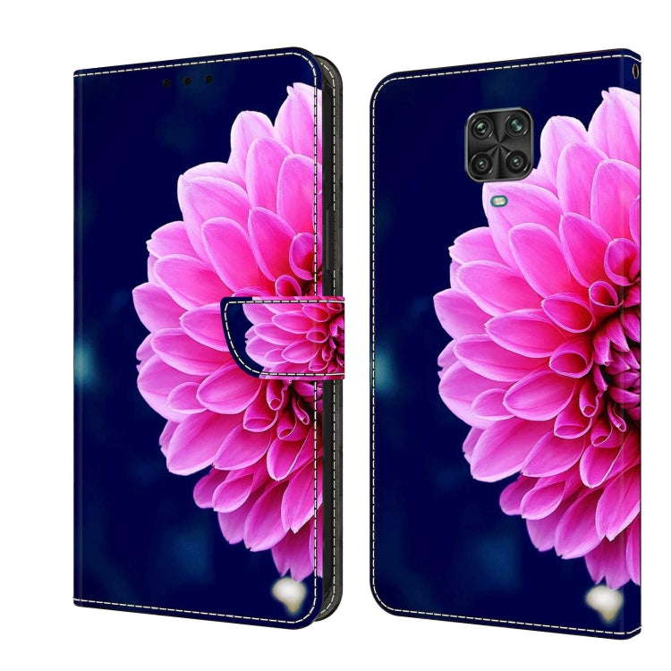 For Xiaomi Redmi Note 9 Pro Crystal 3D Shockproof Protective Leather Phone Case(Pink Petals)