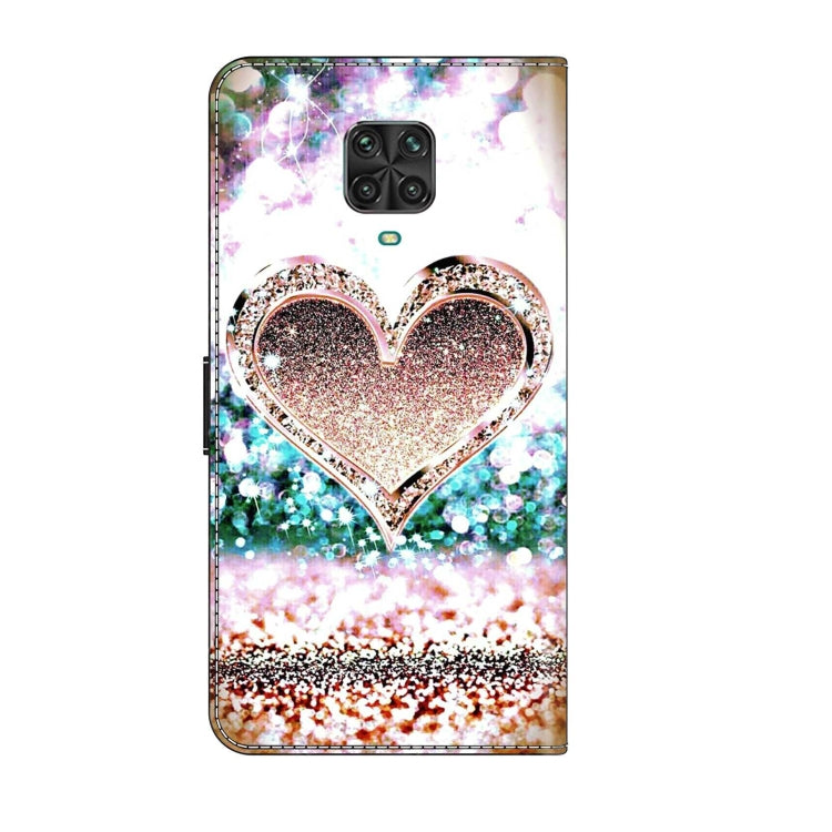 For Xiaomi Redmi Note 9 Pro Crystal 3D Shockproof Protective Leather Phone Case(Pink Diamond Heart)