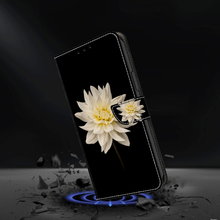For Xiaomi Redmi Note 9 Pro Crystal 3D Shockproof Protective Leather Phone Case(White Flower)