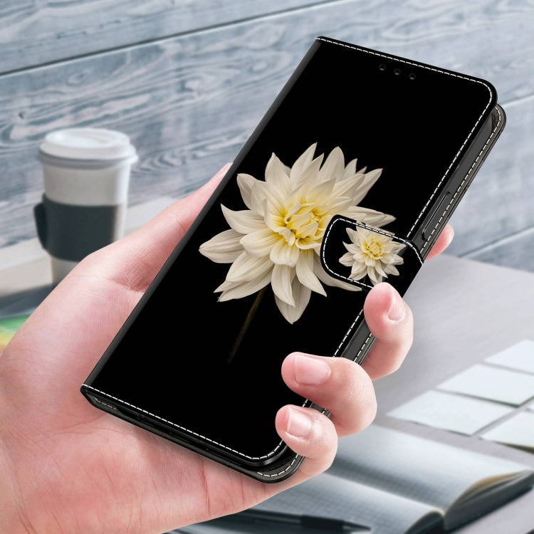 For Xiaomi Redmi Note 9 Pro Crystal 3D Shockproof Protective Leather Phone Case(White Flower)